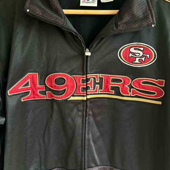 Vintage Y2K Majestic San Francisco 49ers mesh black track jacket | MT TALL - Picture 2 of 12
